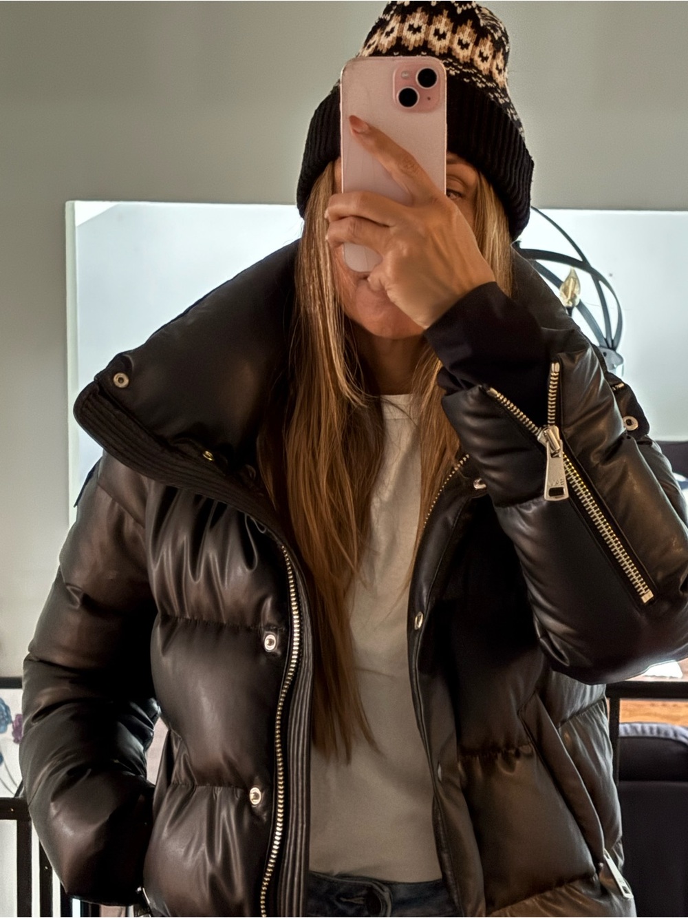 SAM. Black Quilted Puffer Jacket with Zip Details
